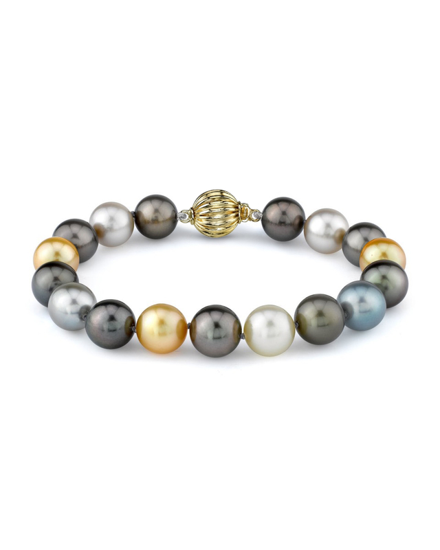 10-11mm Tahitian & Golden South Sea Pearl Bracelet - Model Image