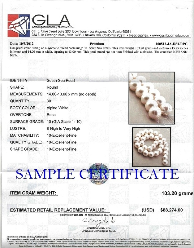 13-14mm White South Sea Pearl Necklace - AAAA Quality - Secondary Image
