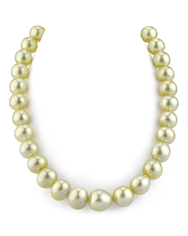 12-14mm Champagne Golden South Sea Pearl Baroque Necklace