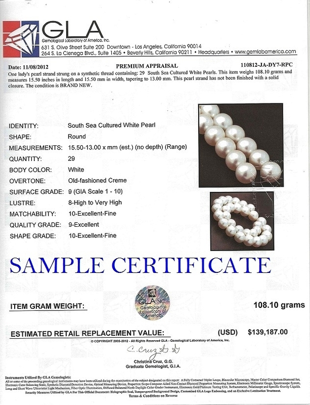 13-14.7mm White South Sea Pearl Necklace - AAA Quality - Secondary Image