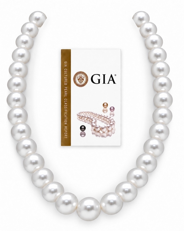 14-16mm White South Sea Pearl Necklace - GIA Certified
