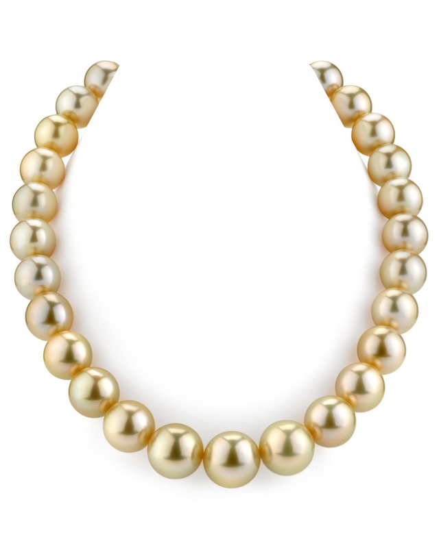 14-16mm Golden South Sea Pearl Necklace - AAAA Quality