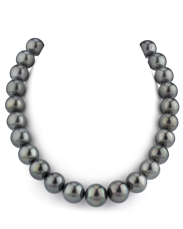 12-14mm Dark Round Tahitian South Sea Pearl Necklace - AAA Quality