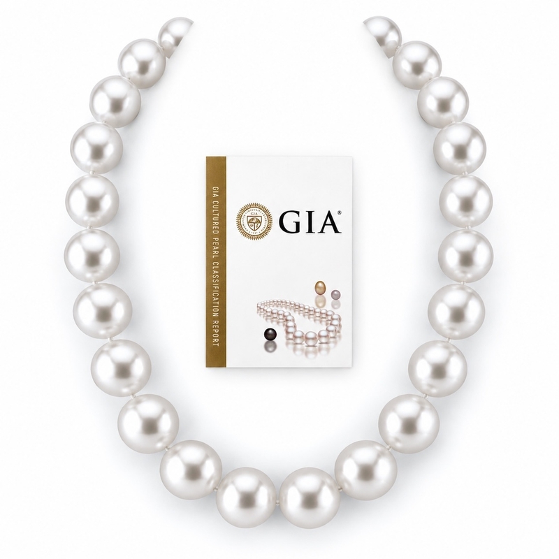 15-18mm Round White South Sea Pearl Necklace - AAAA Quality GIA Certified