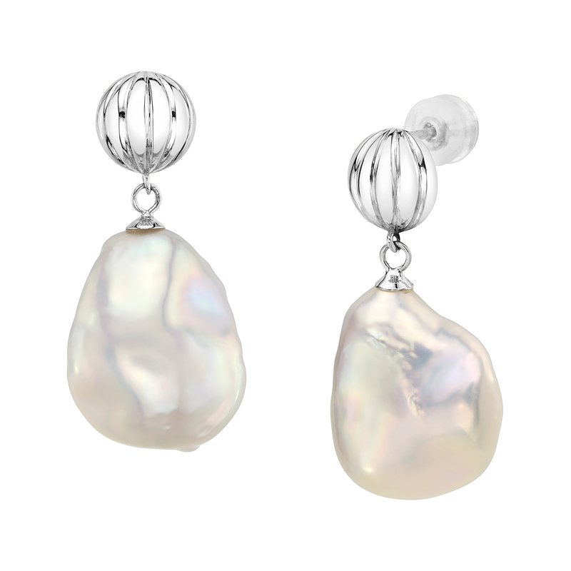 White Freshwater Baroque Pearl Bianca Earrings