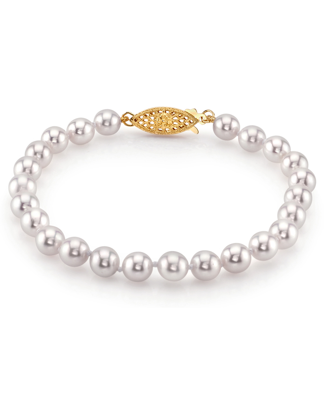 6.0-6.5mm Akoya White Pearl Bracelet - AAA Quality - Third Image