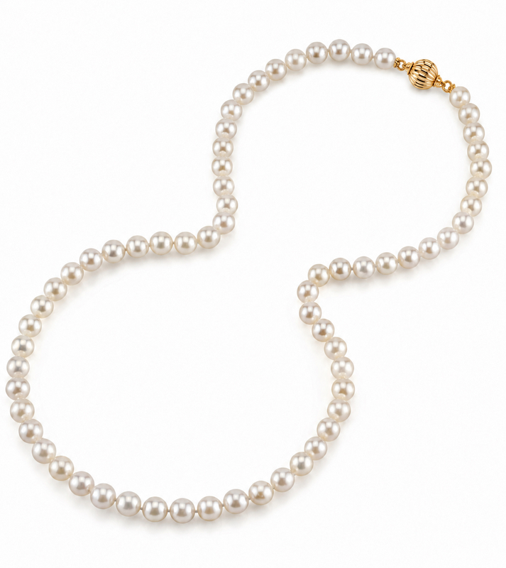 6.0-6.5mm Japanese Akoya White Pearl Necklace - AAA Quality - Third Image