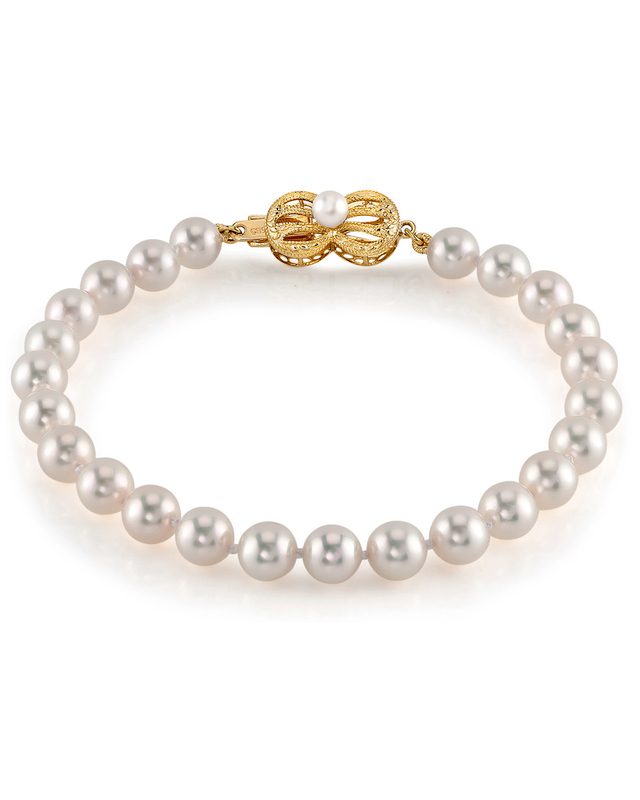 6.0-6.5mm Hanadama Akoya White Pearl Bracelet - Secondary Image