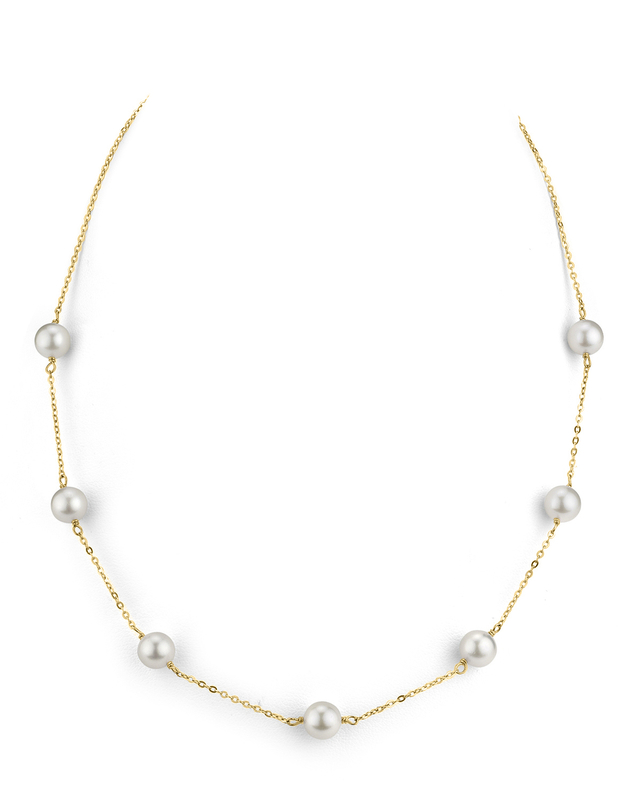 14K Gold Japanese Akoya Pearl Tincup Necklace