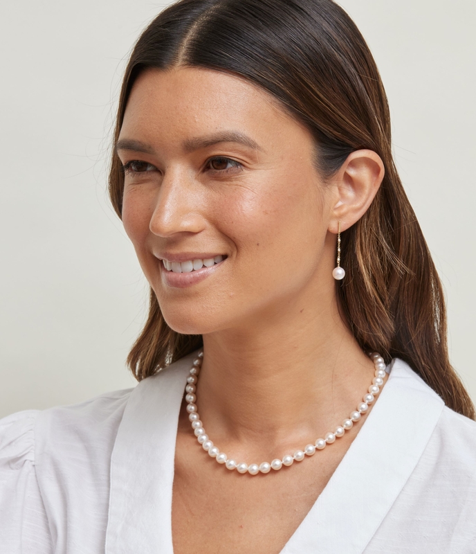 7.0-7.5mm Hanadama Akoya White Pearl Necklace - Secondary Image