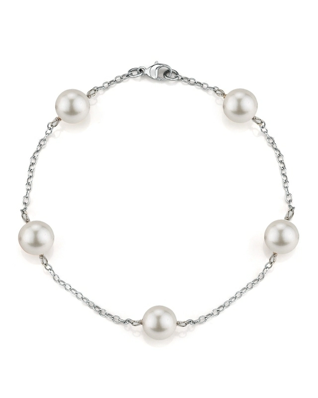14K Gold Japanese Akoya White Pearl Tincup Bracelet