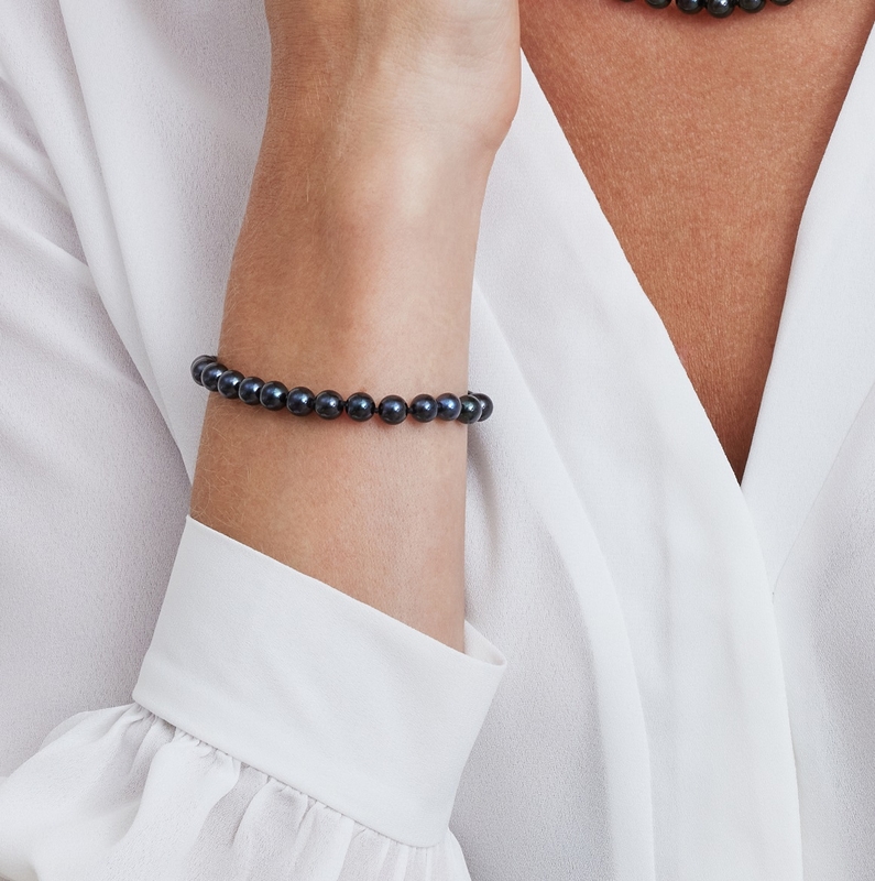 Black Freshwater Pearl 'Simple' Chain Bracelet | Pearls.co.uk