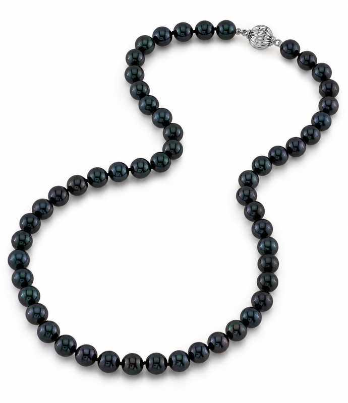 7.5-8.0mm Japanese Akoya Black Pearl Necklace - AAA Quality