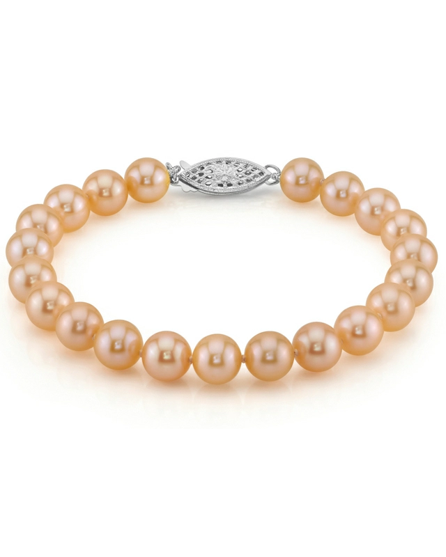 7.0-7.5mm Peach Freshwater Pearl Bracelet - AAA Quality