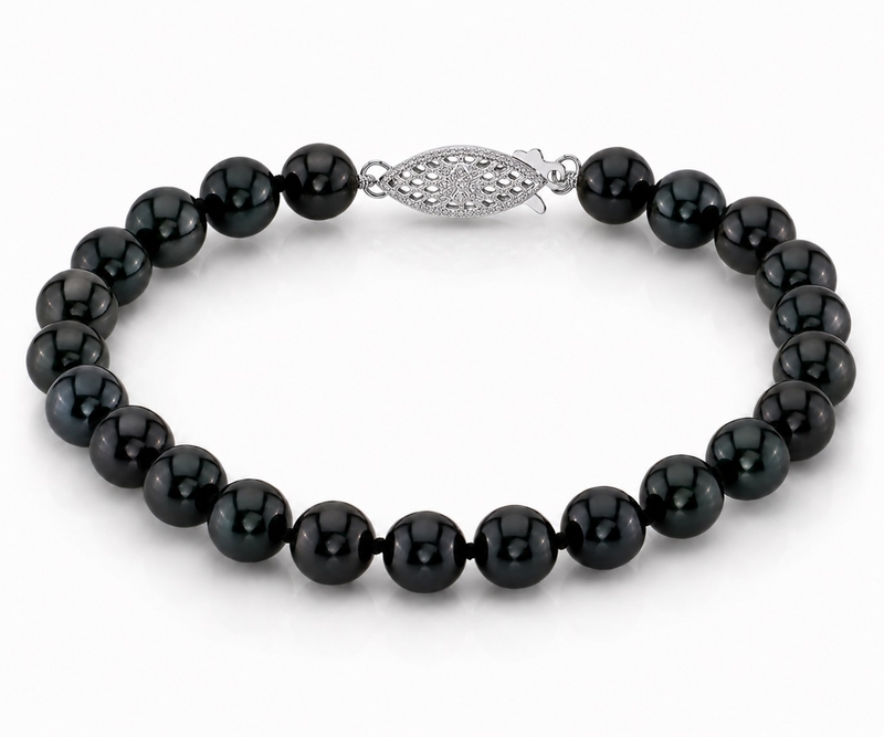 7.5-8.0mm Black Freshwater Pearl Bracelet - AAA Quality