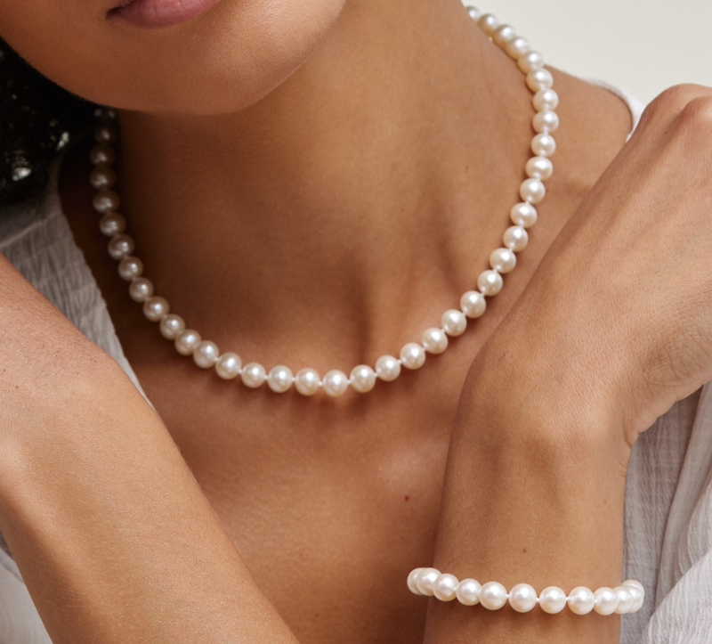 7.0-7.5mm White Freshwater Pearl Necklace - AAAA Quality