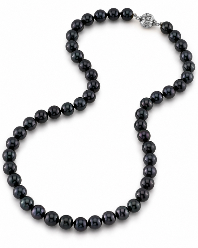8.0-8.5mm Japanese Akoya Black Pearl Necklace - AAA Quality