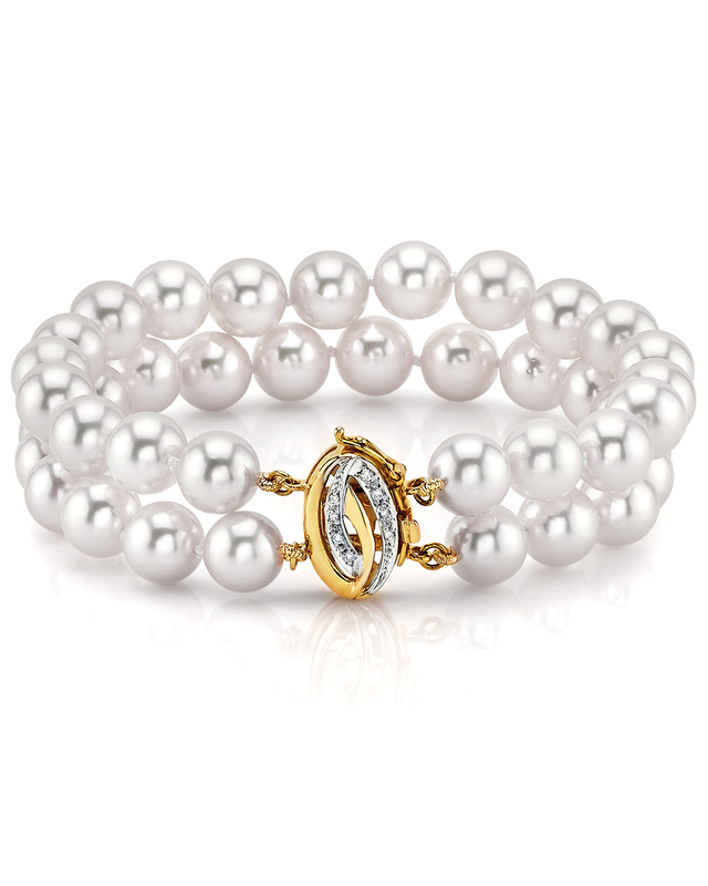 Japanese Large Akoya White Pearl Double Bracelet- Choose Your Quality - Secondary Image