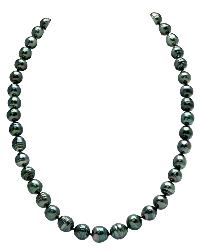 8-10mm Dark Tahitian South Sea Circle-Baroque Pearl Necklace