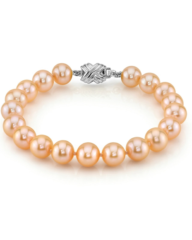 8.0-8.5mm Peach Freshwater Pearl Bracelet - AAAA Quality