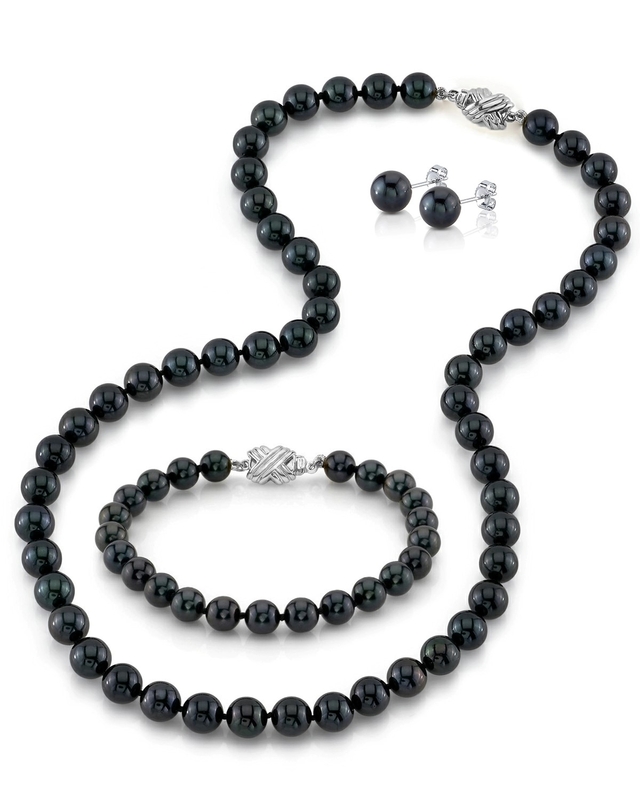 Natural Black Freshwater Baroque Pearl Necklace, Bracelet & Earrings Set – Silver Plated, Handmade