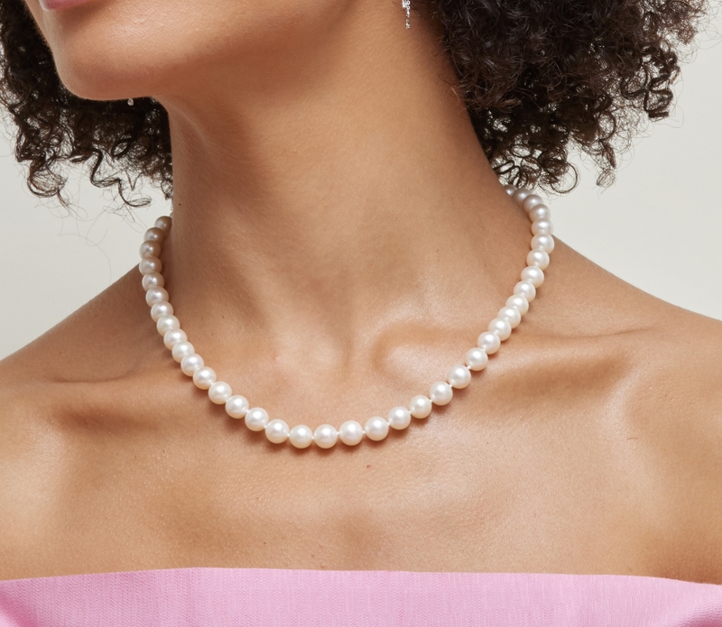 White Freshwater Cultured Real Pearls Necklace Choker Sterling Silver and AAA Quality for Women 