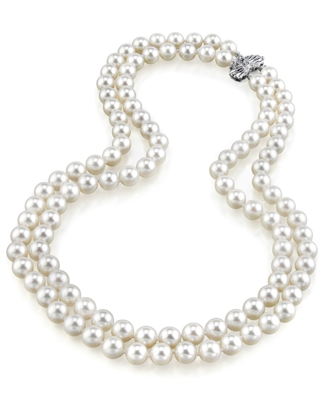 8.0-8.5mm Double Strand White Freshwater Pearl Necklace