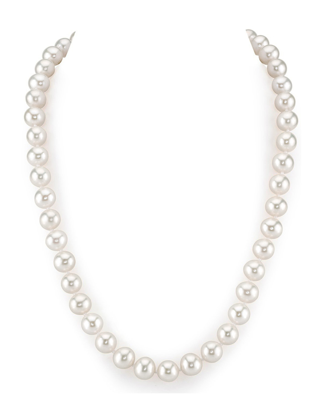 9-10mm White Freshwater Choker Length Pearl Necklace - AAAA Quality
