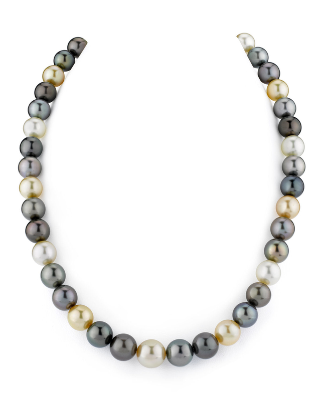 8-10mm Tahitian & Golden South Sea Multicolor Pearl Necklace - AAA Quality