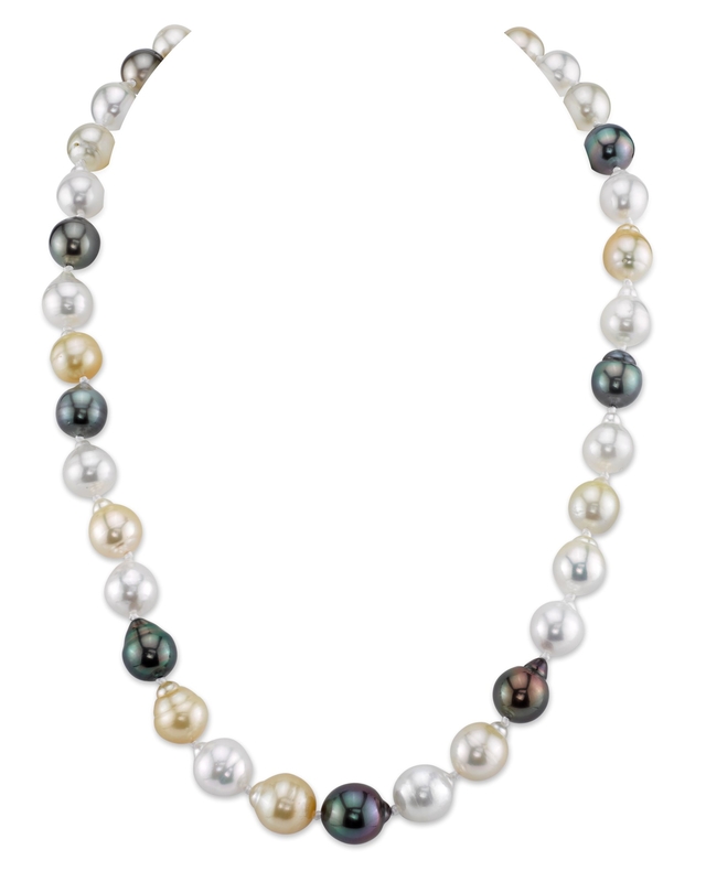 8-10mm South Sea & Tahitian Multicolor Baroque Pearl Necklace