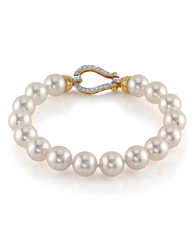 9.0-9.5mm Hanadama Akoya White Pearl Bracelet - Model Image