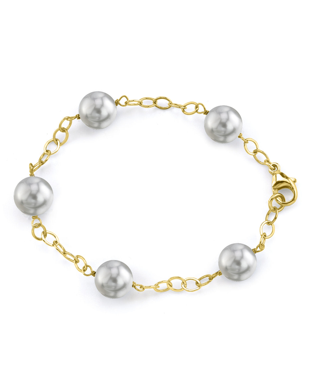 White Hanadama Japanese Akoya Pearl Bracelet, 8.5-9.0mm - Pure Pearls