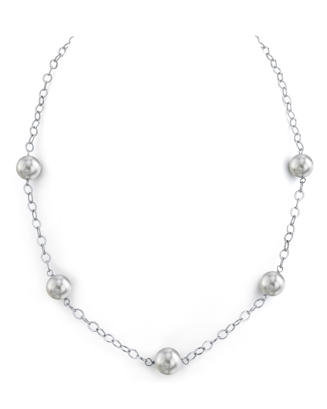 8.5-9.0mm Japanese Akoya Round Pearl Four Link Tincup Necklace - AAA Quality