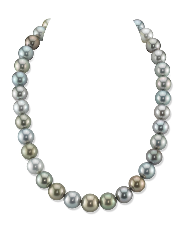 13-14mm Tahitian South Sea Light Multicolor Pearl Necklace - AAAA Quality