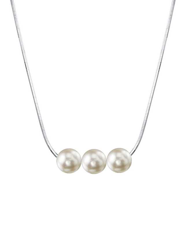 Pearl Moments - 6.5-7.0mm Akoya Pearl Silver Adjustable Chain Necklace - Model Image