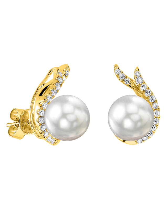 South Sea Pearls & Diamond Rebecca Earrings - Third Image
