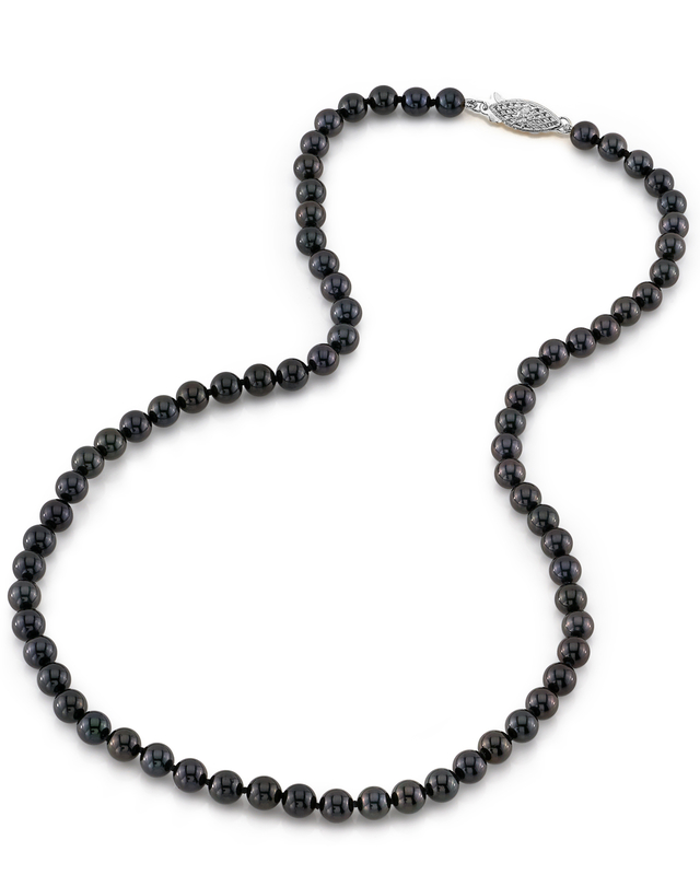 5.5-6.0mm Japanese Akoya Black Pearl Necklace- AAA Quality