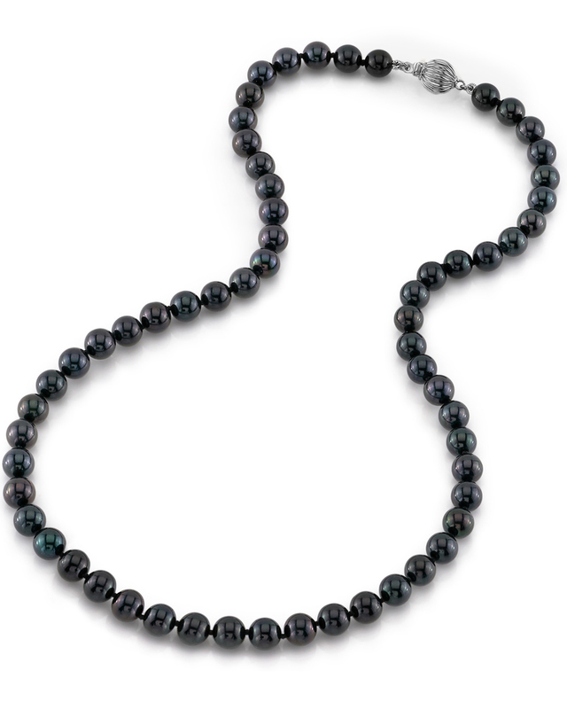 6.5-7.0mm Japanese Akoya Black Pearl Necklace- AA+ Quality