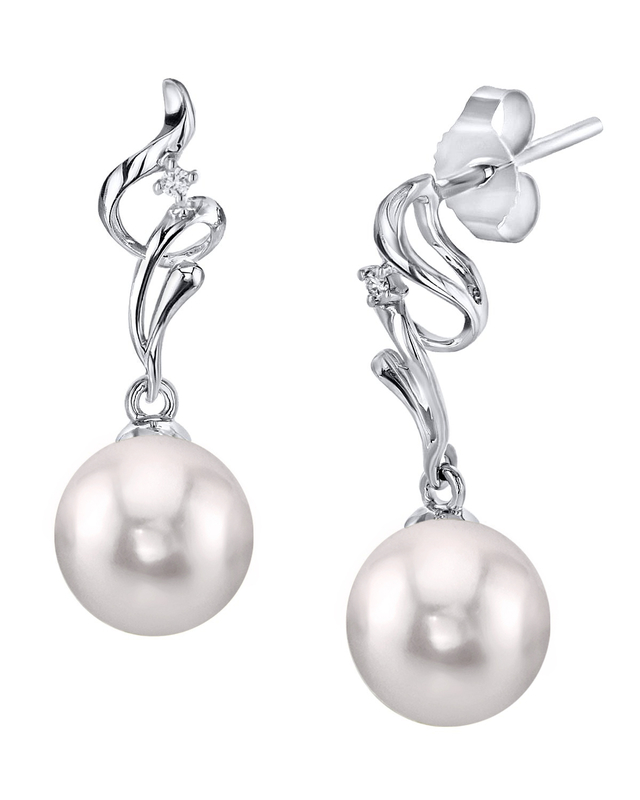 White Akoya Pearl & Diamond Aria Earrings