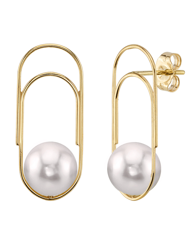 Japanese Akoya Paperclip Pearl Sabrina Earrings - Secondary Image