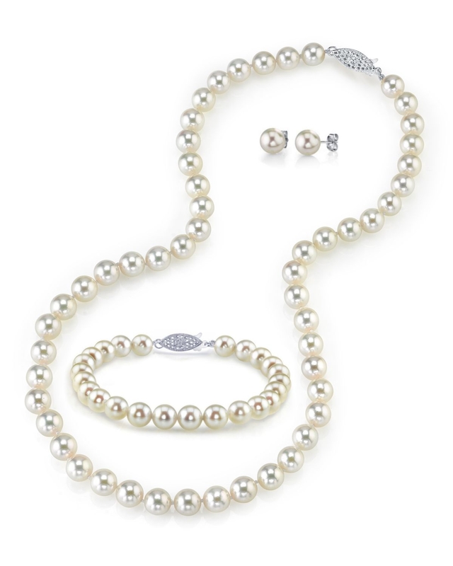 5.5-6.0mm Japanese Akoya White Pearl Set