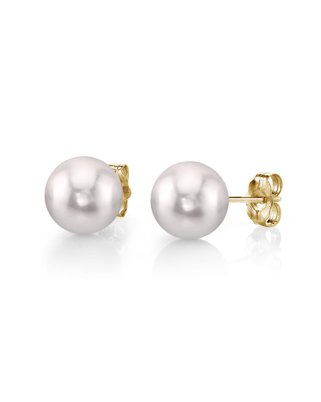 8.5-9.0mm White Akoya Round Pearl Stud Earrings - Third Image