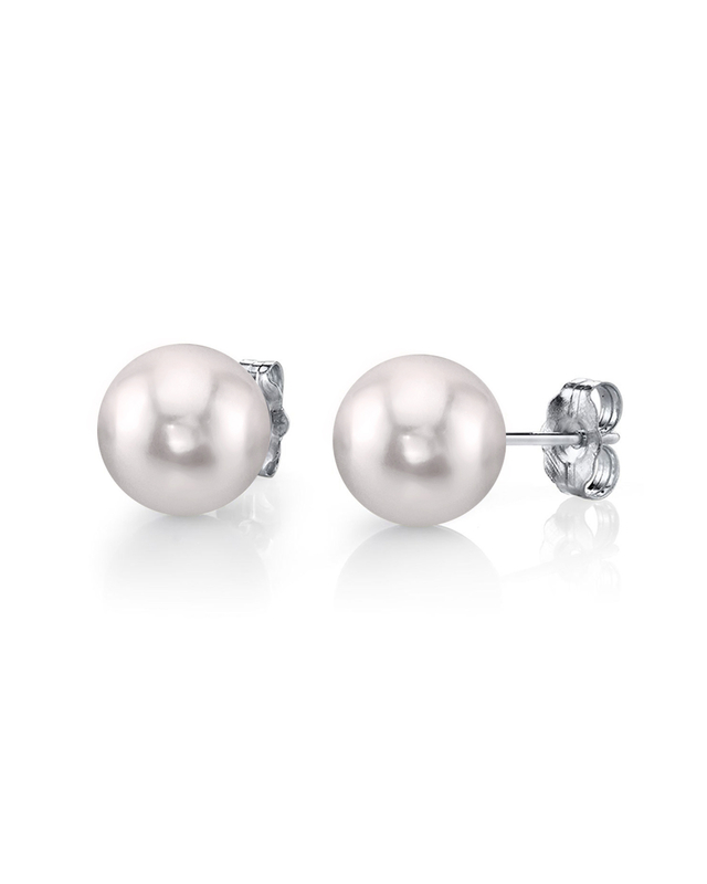 5.0-5.5mm White Akoya Round Pearl Stud Earrings