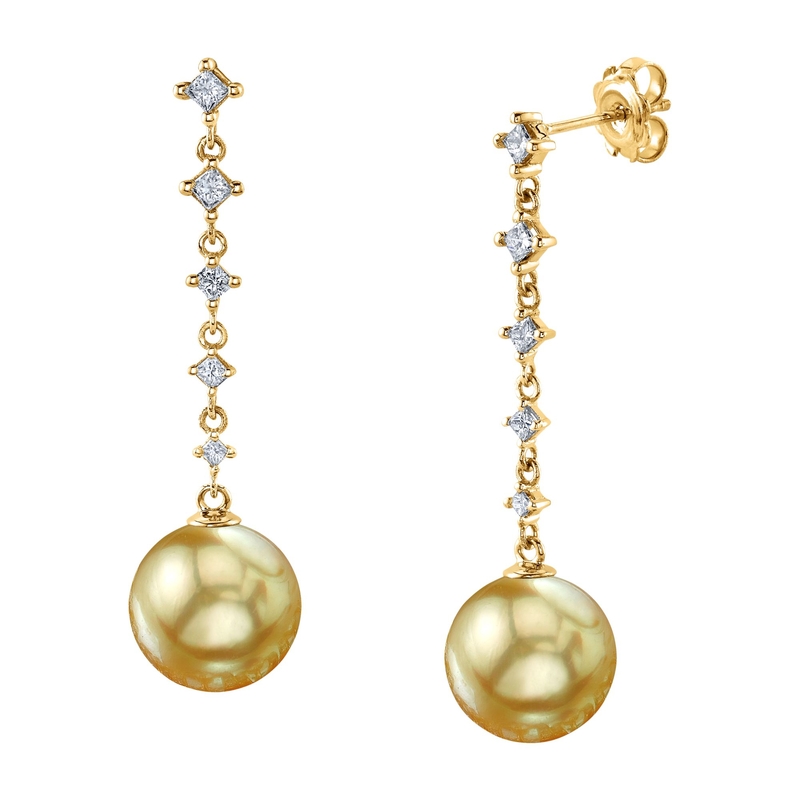 Golden Pearl & Diamond Brielle Earrings