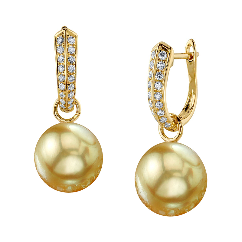 Golden Pearl & Diamond Charlie Earrings