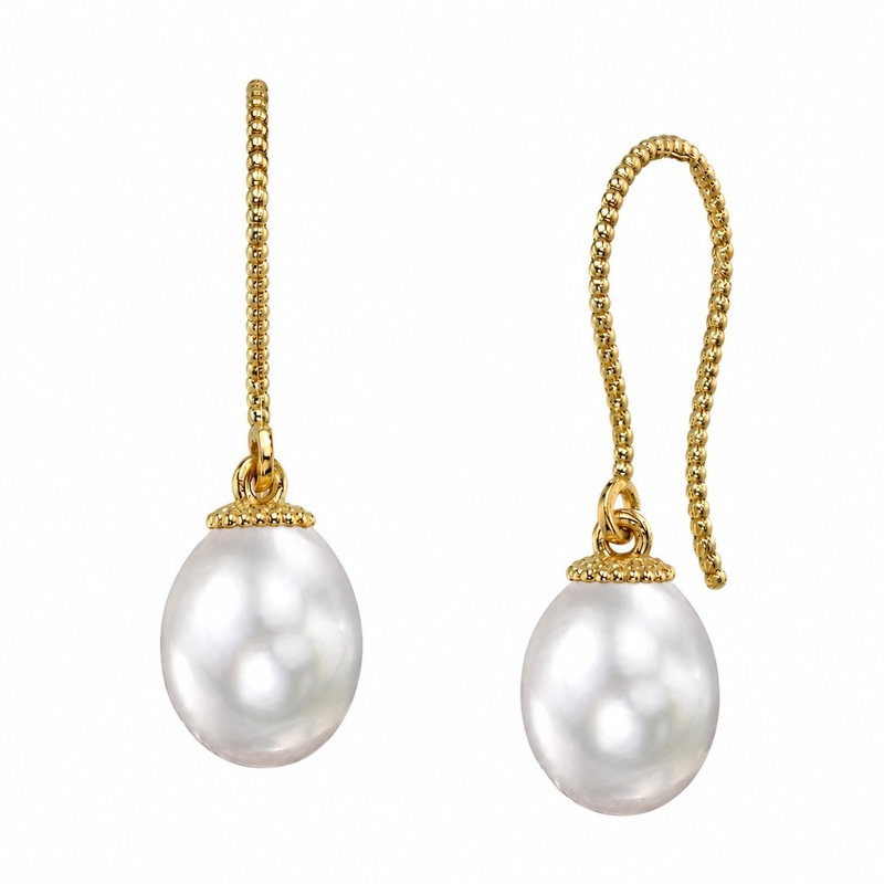 14K White South Sea Drop Pearl Cindy Earrings