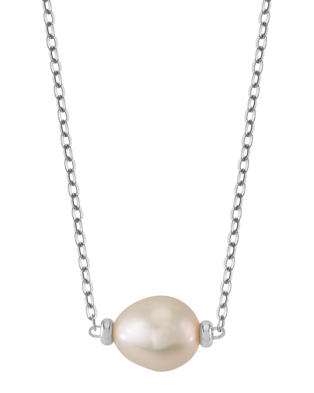 14K Gold White Freshwater Pearl and Chain Eliana Necklace