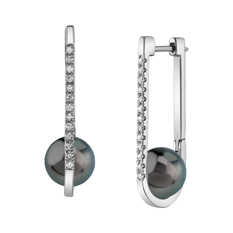 Tahitian South Sea Pearl & Diamond Evelyn Earrings