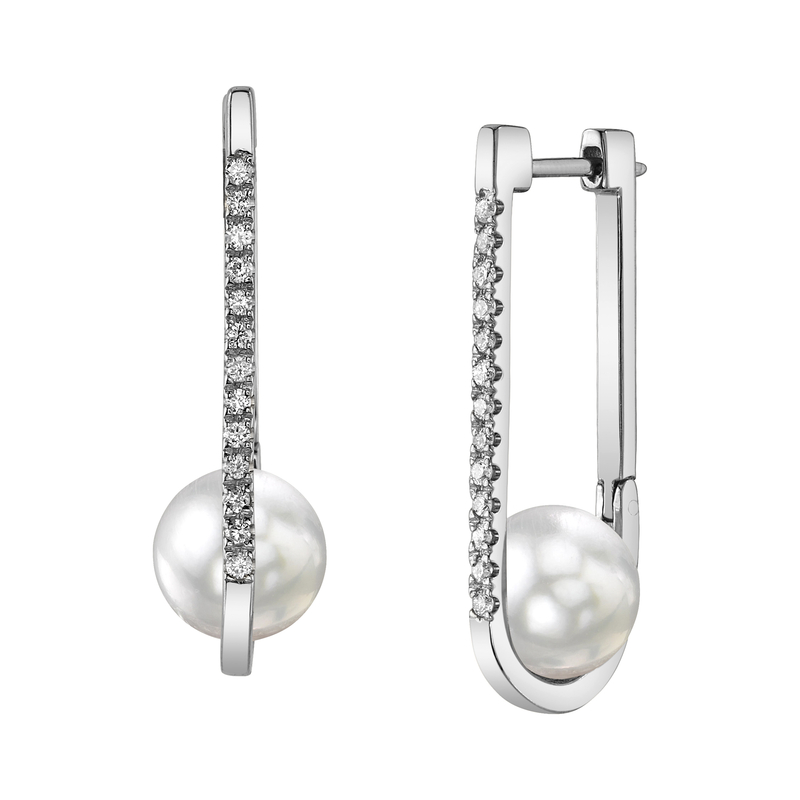 White South Sea Pearl & Diamond Evelyn Earrings