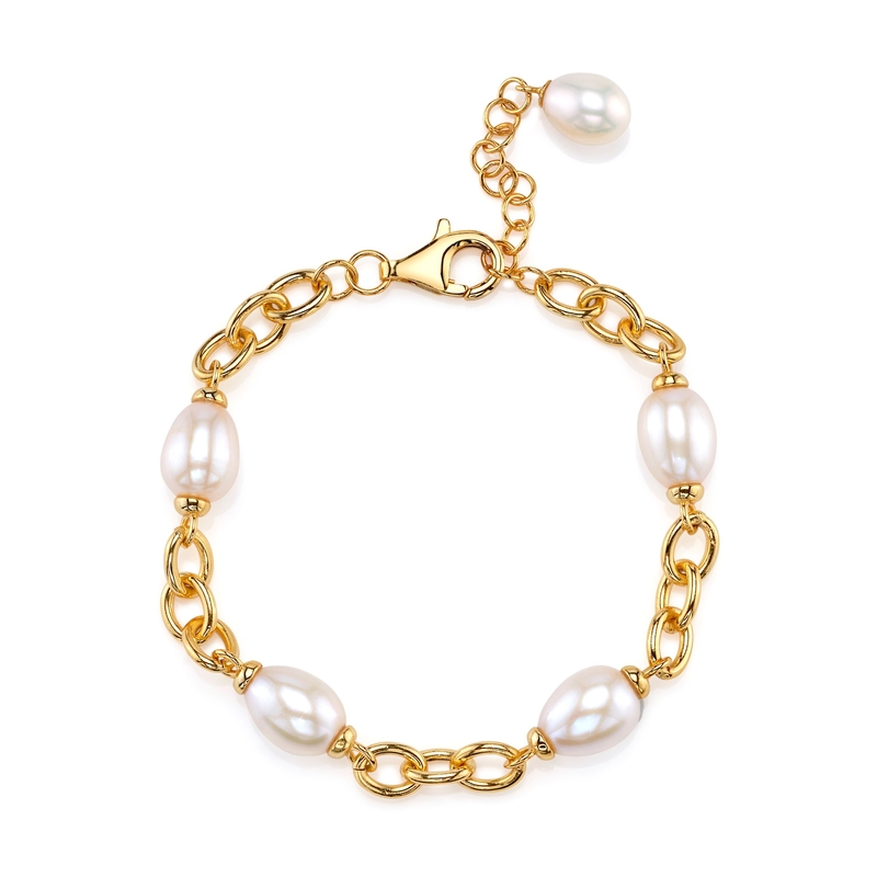 White Freshwater Baroque Pearl Miren Bracelet